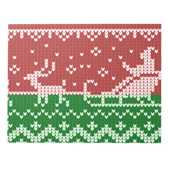 Ugly sweater Santa Claus sleigh and reindeers Notepad (Front)