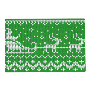 Ugly sweater Santa Claus sleigh and reindeers Placemat