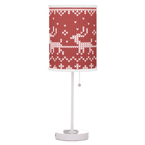 Ugly sweater Santa Claus sleigh and reindeers Table Lamp