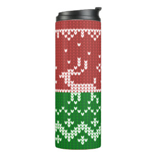 Ugly sweater Santa Claus sleigh and reindeers Thermal Tumbler