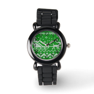 Ugly sweater Santa Claus sleigh and reindeers Watch
