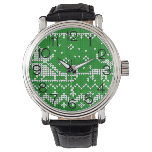 Ugly sweater Santa Claus sleigh and reindeers Watch