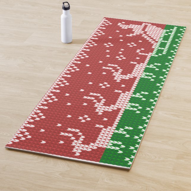 Ugly sweater Santa Claus sleigh and reindeers Yoga Mat (In Situ)