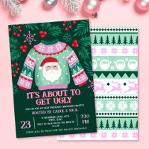 Ugly Sweater Santa Costume Party Green and Red Invitation