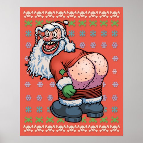 Ugly Sweater Santa Moon Poster