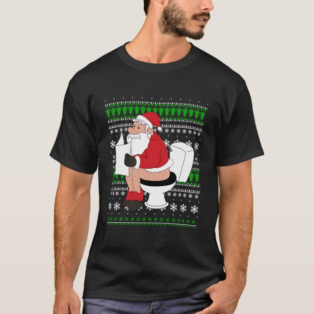 Ugly Sweater Santa Toilet Funny Xmas Gift (Front)
