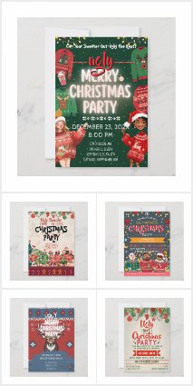 Ugly Sweater & Secret Santa Christmas Invitations