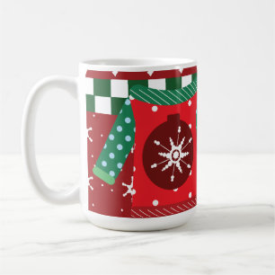 Ugly Sweater Snowflake Pattern Red Green Coffee Mug