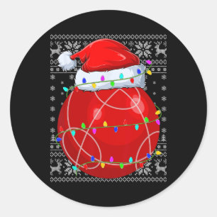 Ugly Sweater Sports Player Santa Hat Bocce Ll Chri Classic Round Sticker