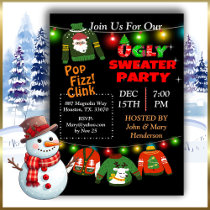 Ugly Sweater String Lights Christmas Invitation