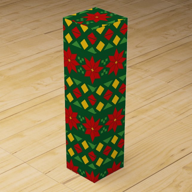 Ugly Sweater Style | Christmas Poinsettias Wine Box (Front)