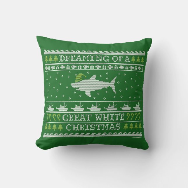 Ugly Sweater Style Christmas Shark Pillow (Front)