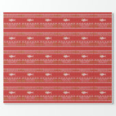 Ugly Sweater Style Great White Shark Christmas Red Wrapping Paper (Flat)
