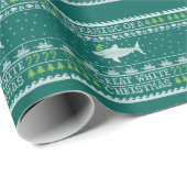 Ugly Sweater Style Great White Shark Christmas Wrapping Paper (Roll Corner)