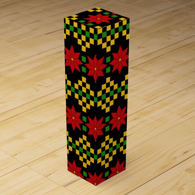 Ugly Sweater Style | Poinsettias Christmas Wine Box (Front)