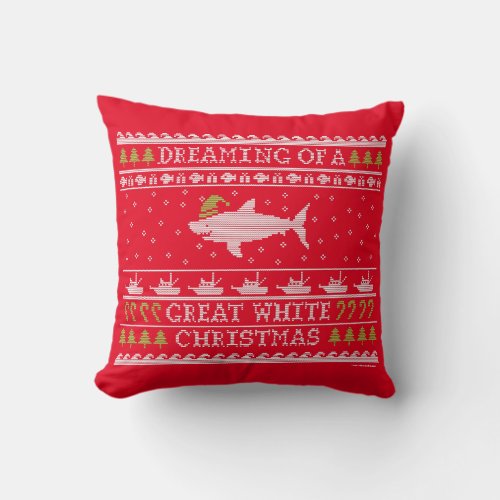 Ugly Sweater Style Red Christmas Shark Pillow