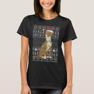 Ugly Sweater Style Xmas Light Santa Bloodhound Dog