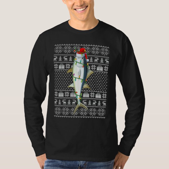 Ugly Sweater Style Xmas Lights Bluefin Tuna Fish C (Front)