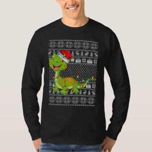 Ugly Sweater Style Xmas Lights Santa Gecko Christm