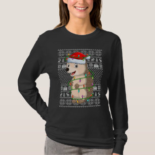 Ugly Sweater Style Xmas Lights Santa Hedgehog Chri