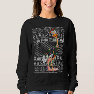 Ugly Sweater Style Xmas Lights Santa Ostrich Bird