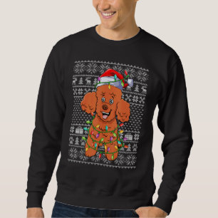 Ugly Sweater Style Xmas Lights Santa Poodle Dog Ch