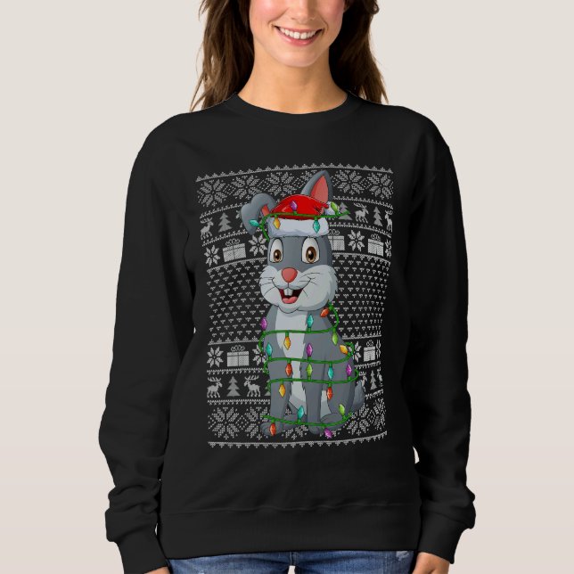 Ugly Sweater Style Xmas Lights Santa Rabbit Christ (Front)