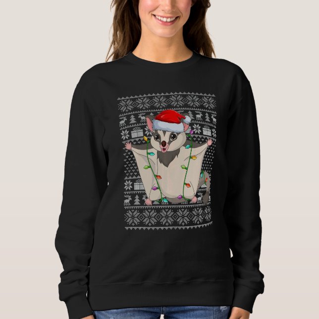 Ugly Sweater Style Xmas Lights Santa Sugar Glider  (Front)