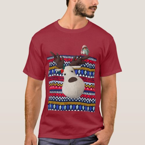 Ugly Sweater T_shirt Reindeer and bird funny party