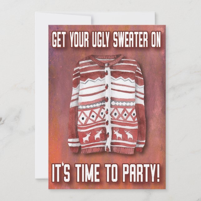 Ugly Sweater Time To Party Family  Holiday Party Invitation (Front)