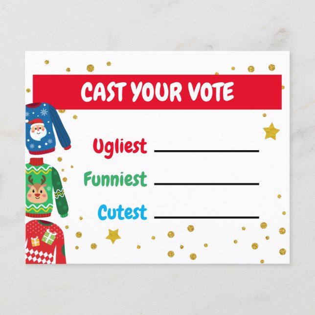 Ugly Sweater Voting Card Flyer (Front)