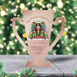 Ugly Sweater Winner Bronze 3rd Place Trophy Cutout<br><div class="desc">A perfect gift for the 3rd place winner for your Ugly Christmas Sweater Contest and party,  a bronze trophy.  Smooth bronze metallic background with a colorful Nutcracker sweater in center,  "Ugly Christmas Sweater Winner" curved text above and "Third Place Winner!" below with a Year template at very bottom.</div>