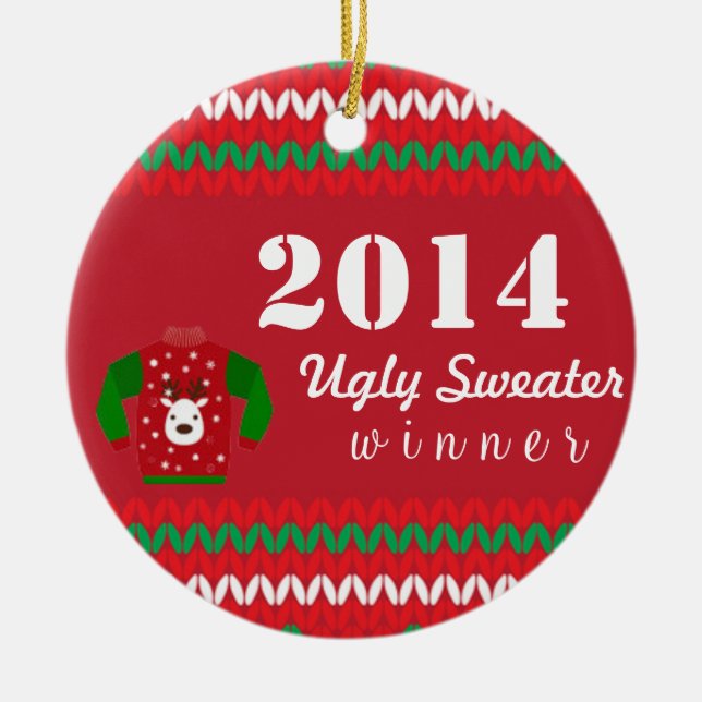 Ugly Sweater Winner Ceramic Ornament (Front)