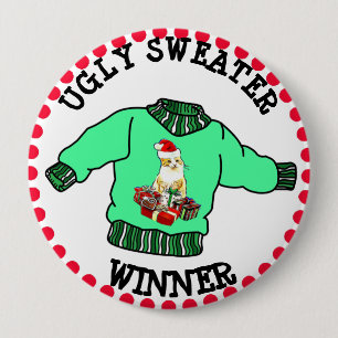 Ugly Sweater Winner Christmas Contest Pinback Button