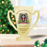 Ugly Sweater Winner Gold 1st Place Trophy Cutout<br><div class="desc">A perfect gift for the 1st place winner for your Ugly Christmas Sweater Contest and party,  a gold trophy.  Smooth gold metallic background with a colorful Nutcracker sweater in center,  "Ugly Christmas Sweater Winner" curved text above and "First Place Winner!" below with a Year template at very bottom.</div>