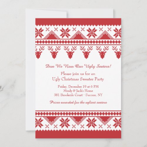 Ugly Sweater With Reindeer Invitation