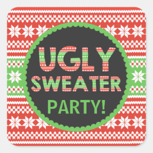 Ugly Sweater Word Art Christmas Party Sticker