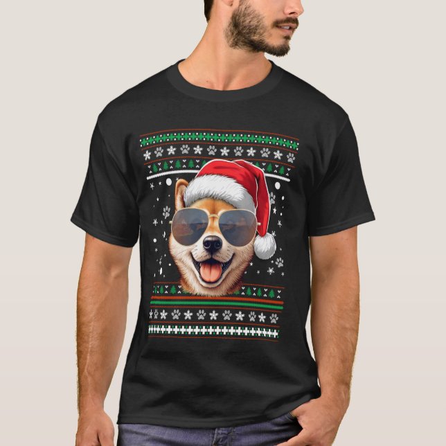 Ugly Sweater X-mas Santa Shiba Inu Dog Christmas (Front)