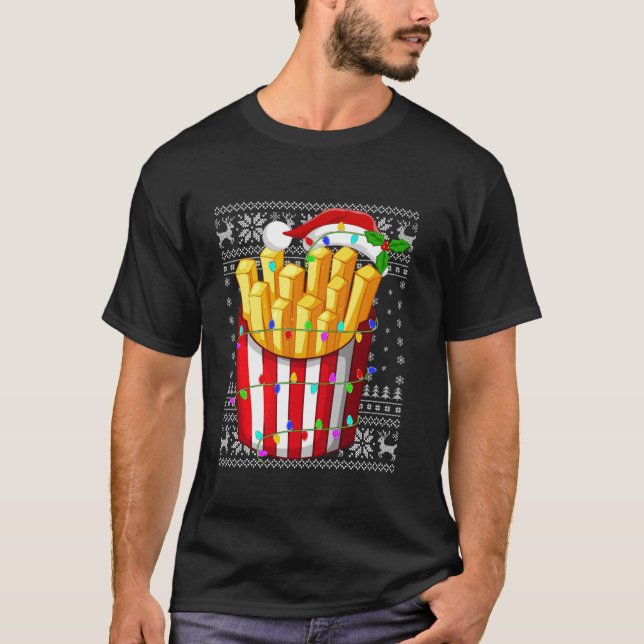 Ugly Sweater Xmas Lights Santa Hat French Fries Ch (Front)
