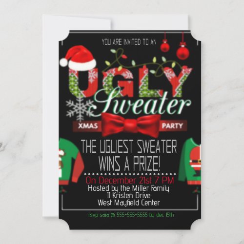 Ugly Sweater Xmas Party Invitation