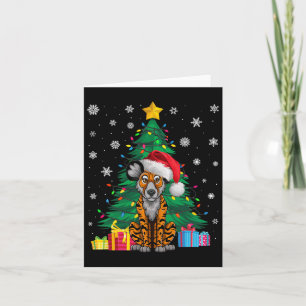 Ugly Sweater Xmas Tree Lights African Wild Dog San Card