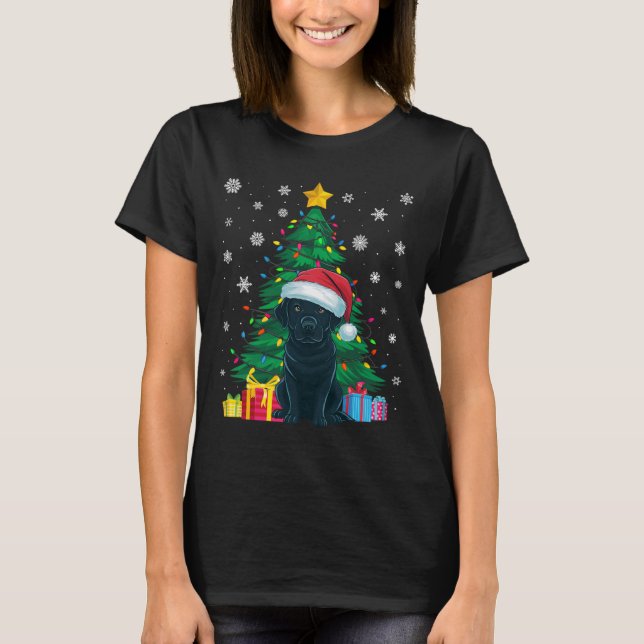 Ugly Sweater Xmas Tree Lights Black Labrador Dog S (Front)