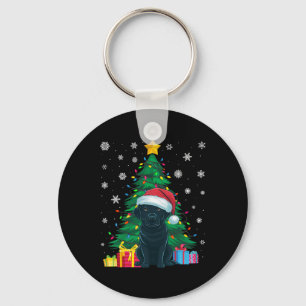Ugly Sweater Xmas Tree Lights Black Labrador Dog S Keychain