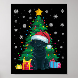 Ugly Sweater Xmas Tree Lights Black Labrador Dog S Poster