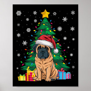 Ugly Sweater Xmas Tree Lights English Mastiff Dog  Poster