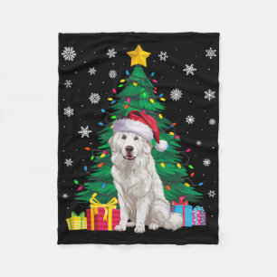 Ugly Sweater Xmas Tree Lights Great Pyrenees Dog S Fleece Blanket