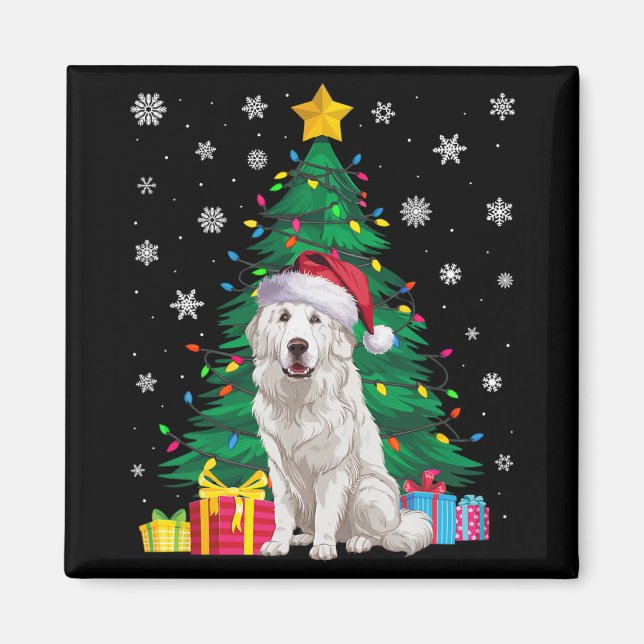Ugly Sweater Xmas Tree Lights Great Pyrenees Dog S Magnet (Front)