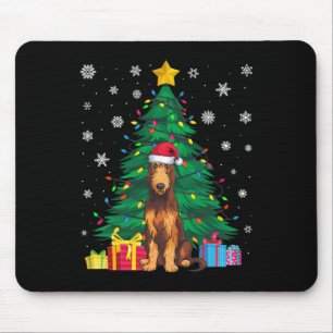 Ugly Sweater Xmas Tree Lights Irish Wolfhound Dog  Mouse Pad
