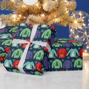 Ugly Sweaters Christmas Illustration Snowflakes Wrapping Paper