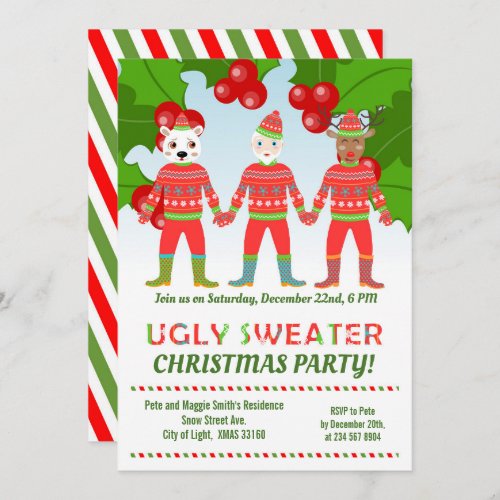  Ugly Sweaters friends Christmas Party  Invitation